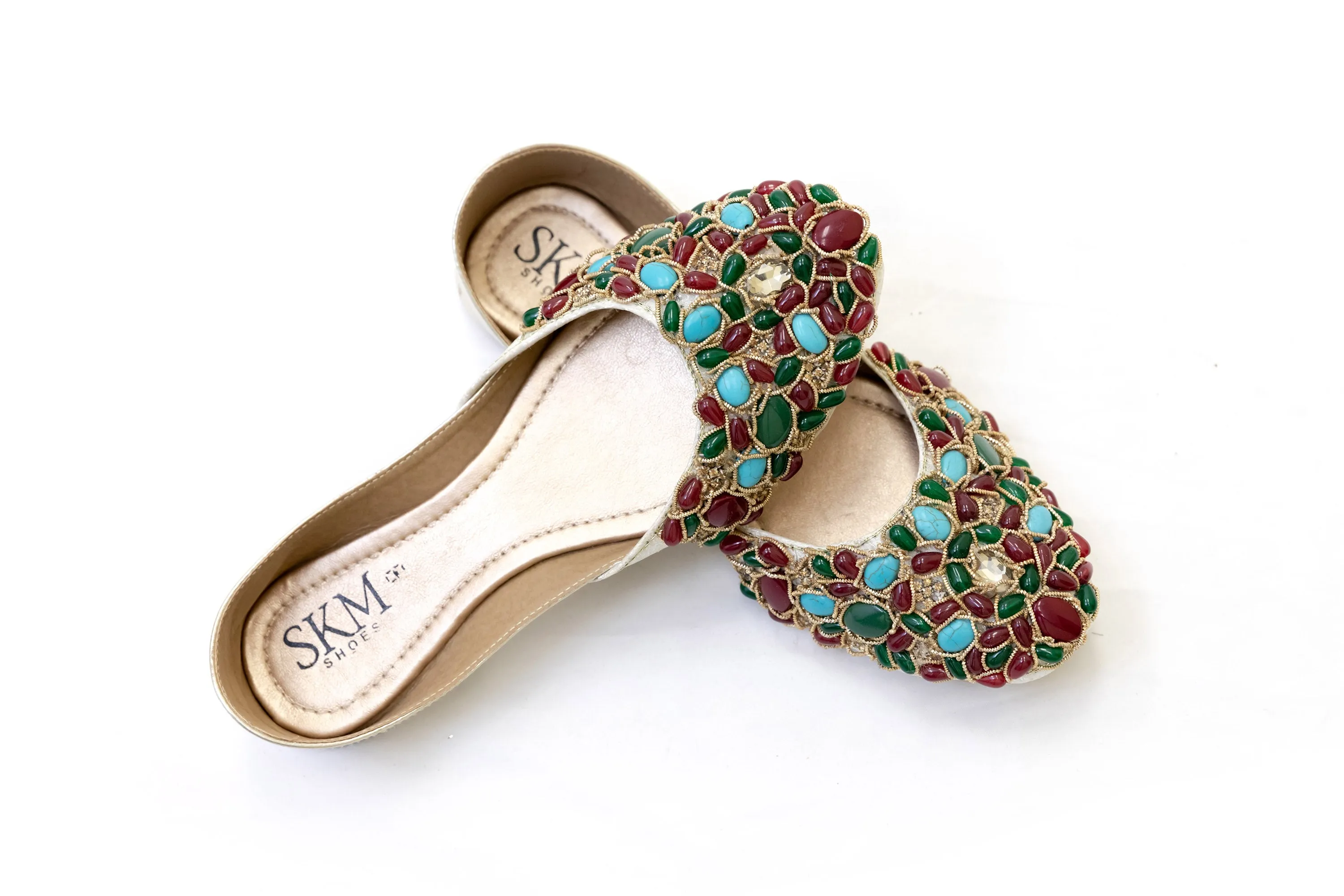 Jewel Embellished Jutti Khussa - Shoes - Women's