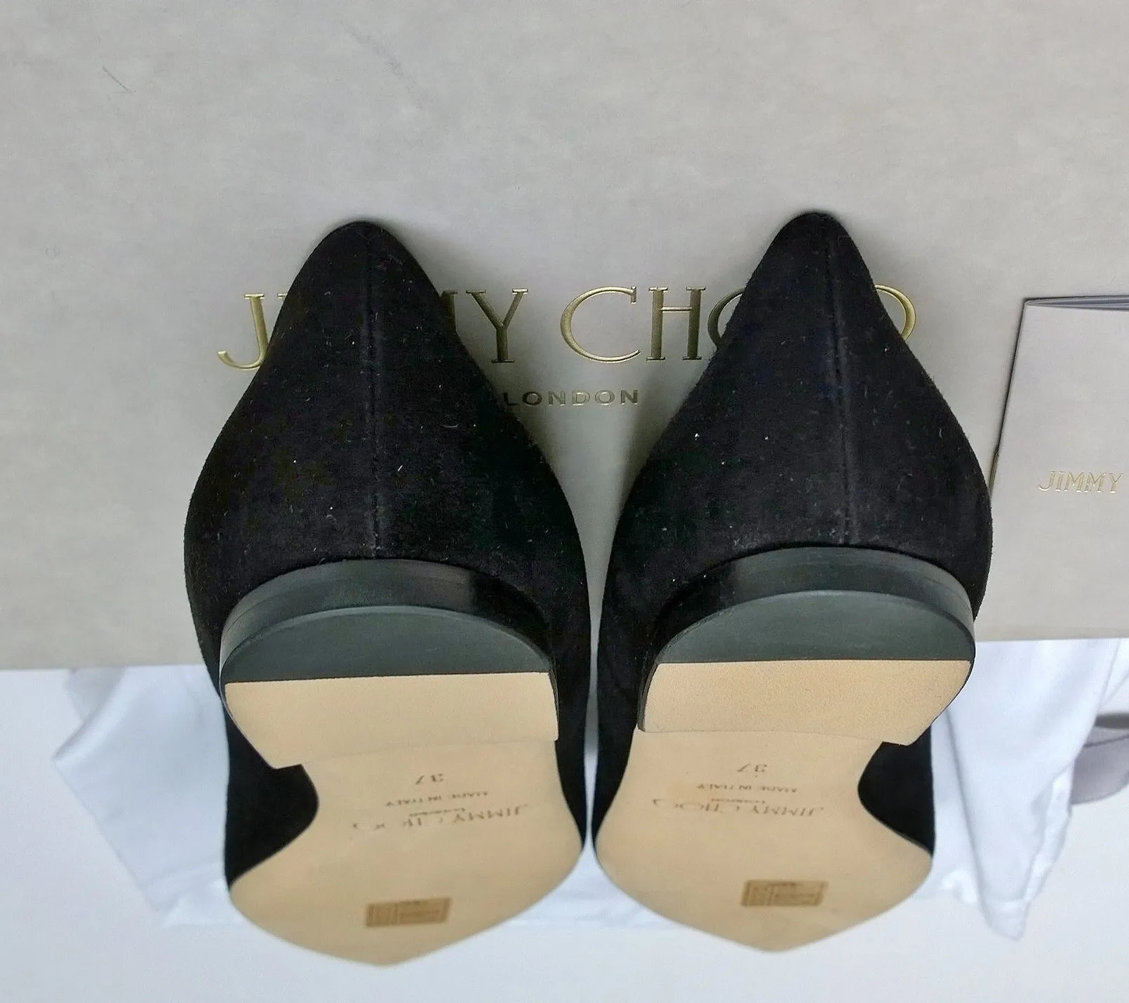 Jimmy Choo Romy Black Suede Pointy Flats Ballerina Shoes