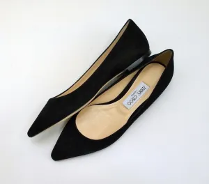 Jimmy Choo Romy Black Suede Pointy Flats Ballerina Shoes
