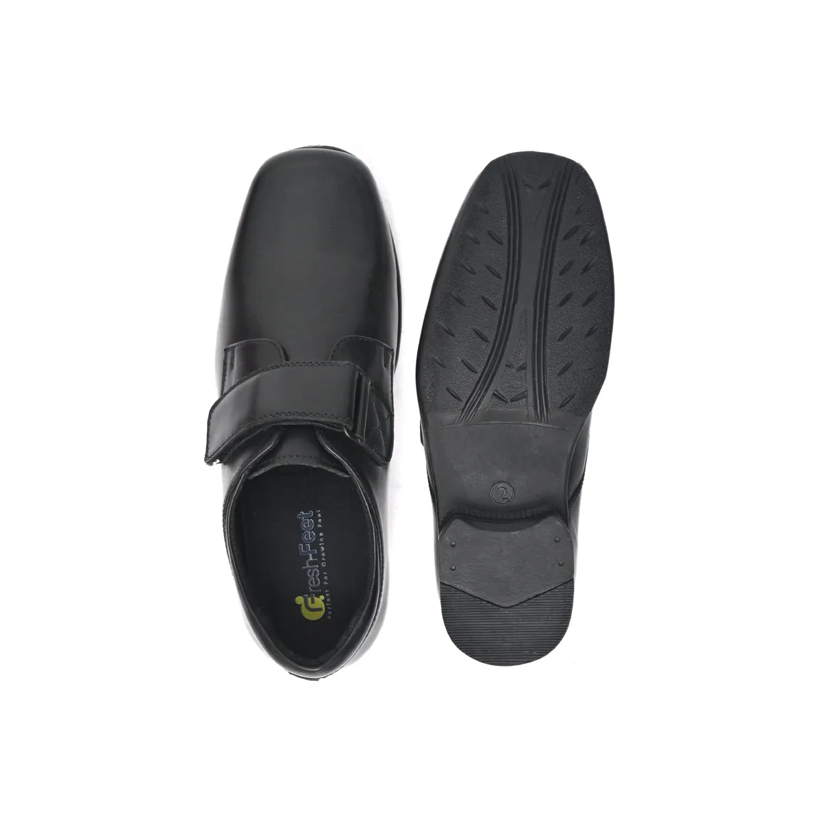 JOHN Genuine Leather Black Dual Size technology School Shoes