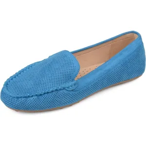 Journee Collection Womens Halsey Faux Suede Loafers Blue 10 Wide (C,D,W)