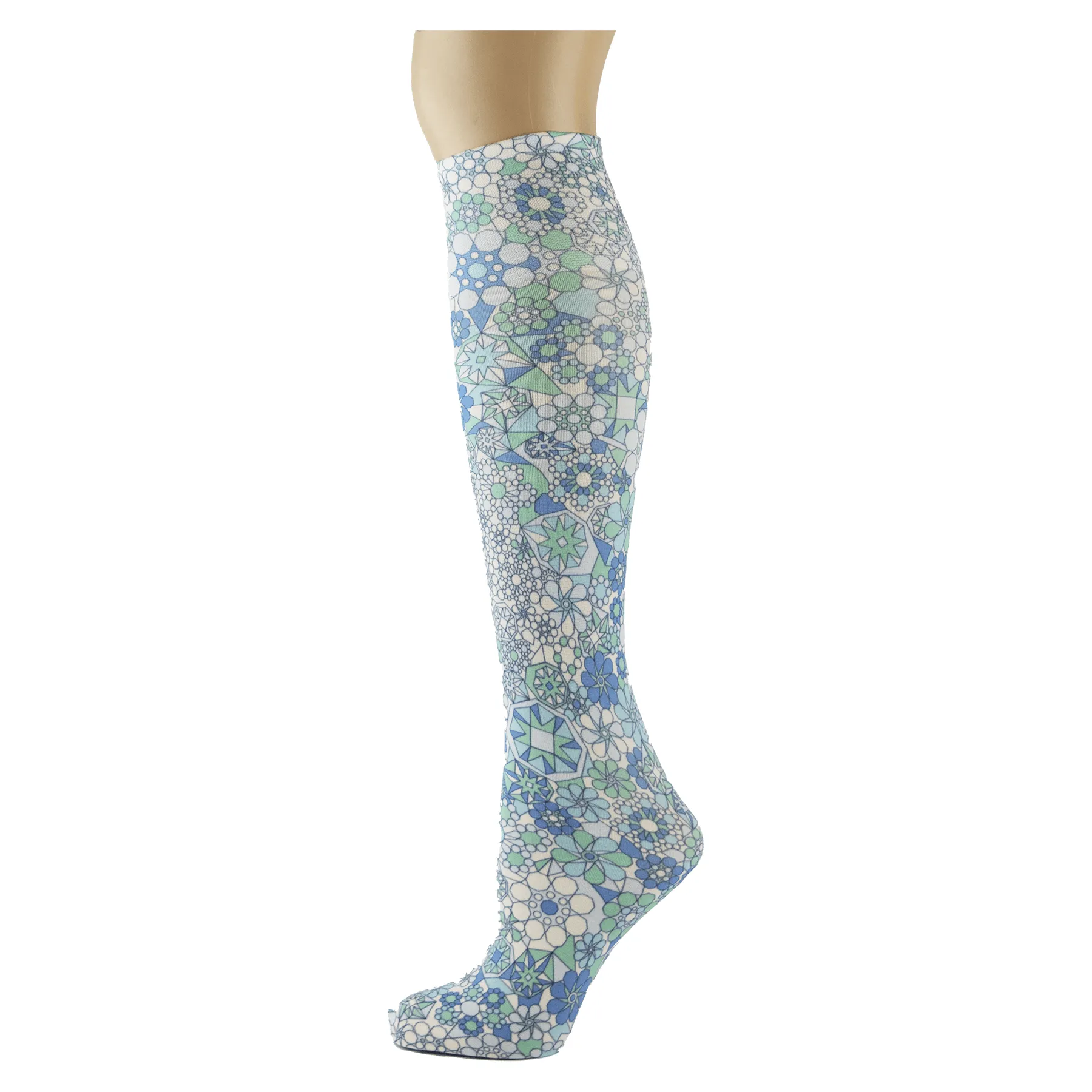 Kaleidoscope Blue Adult Knee Highs
