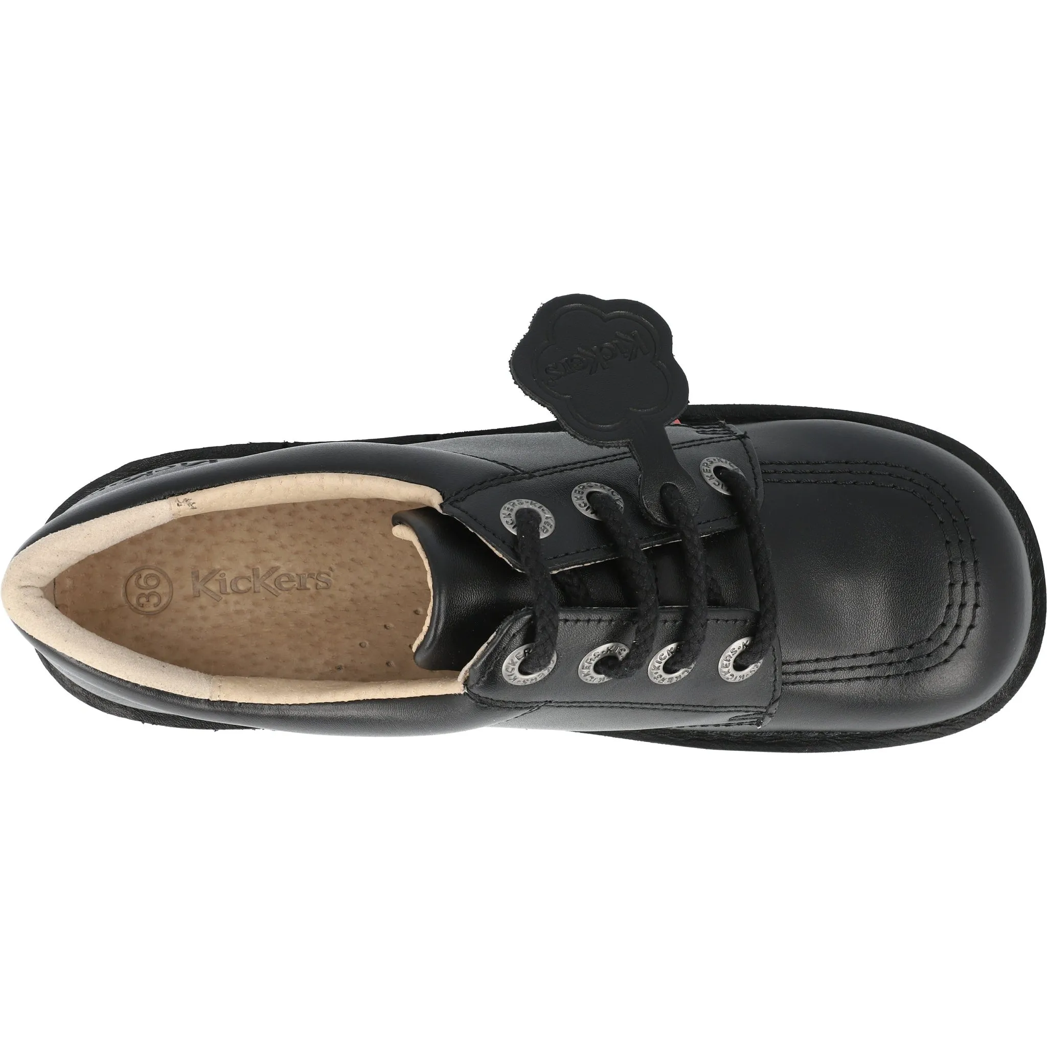 Kickers Kick Lo Black Leather School Shoes