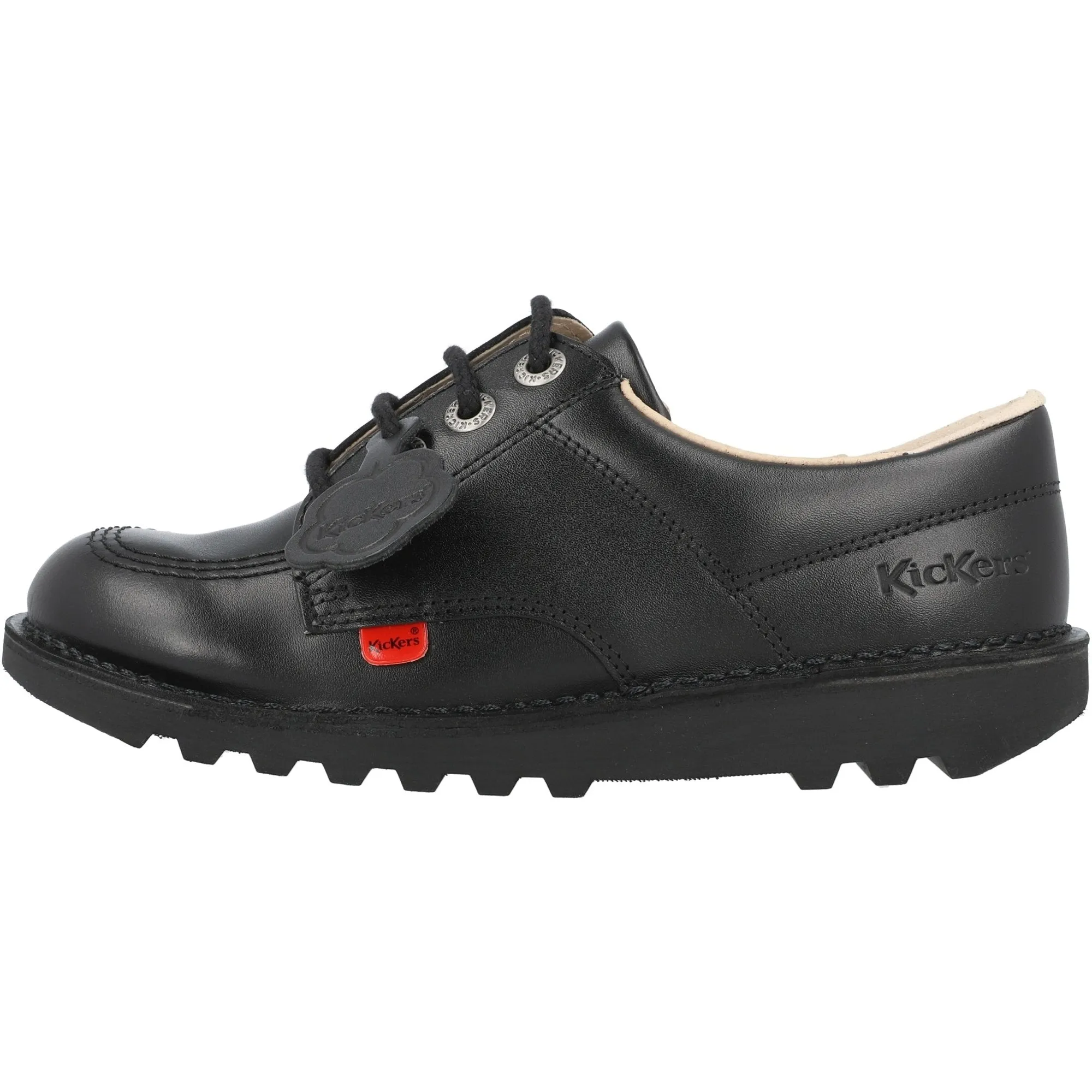 Kickers Kick Lo Black Leather School Shoes
