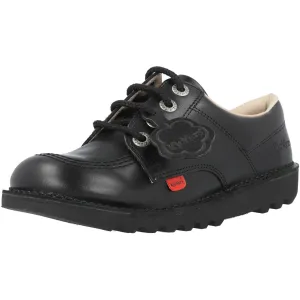 Kickers Kick Lo Black Leather School Shoes
