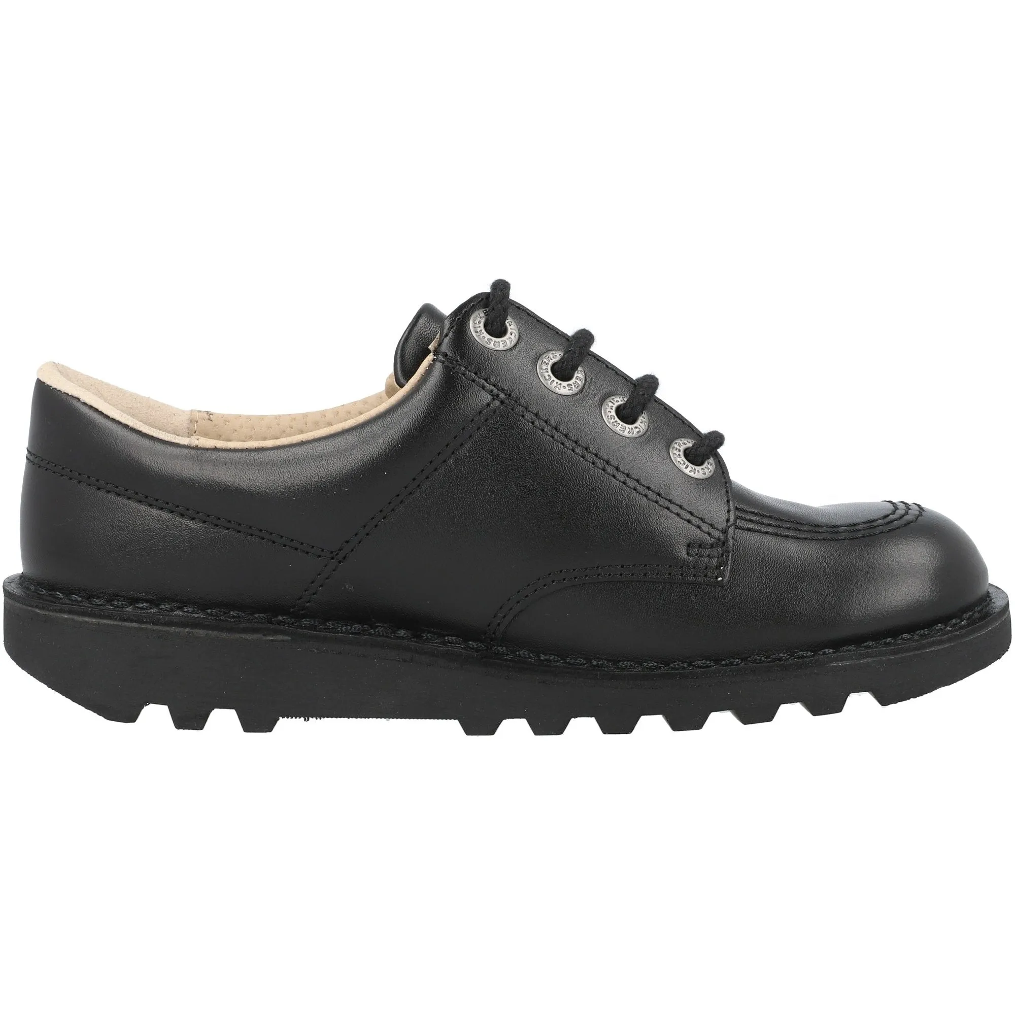 Kickers Kick Lo Black Leather School Shoes