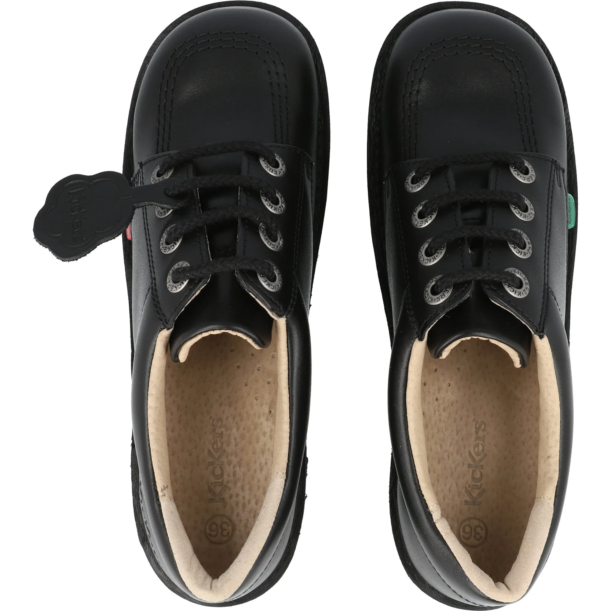 Kickers Kick Lo Black Leather School Shoes
