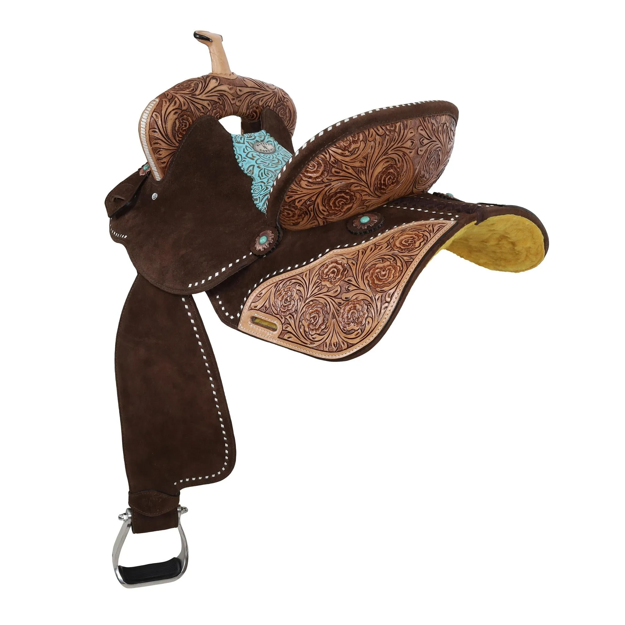 Klassy Cowgirl Teal Rose Barrel Style Saddle