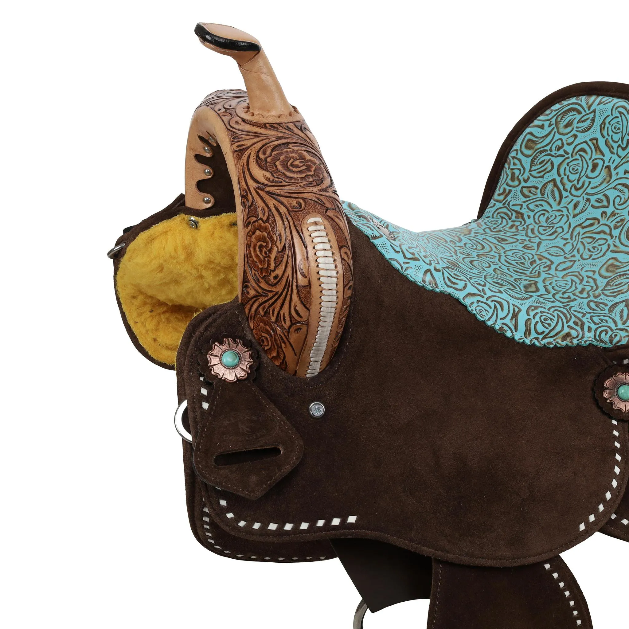 Klassy Cowgirl Teal Rose Barrel Style Saddle