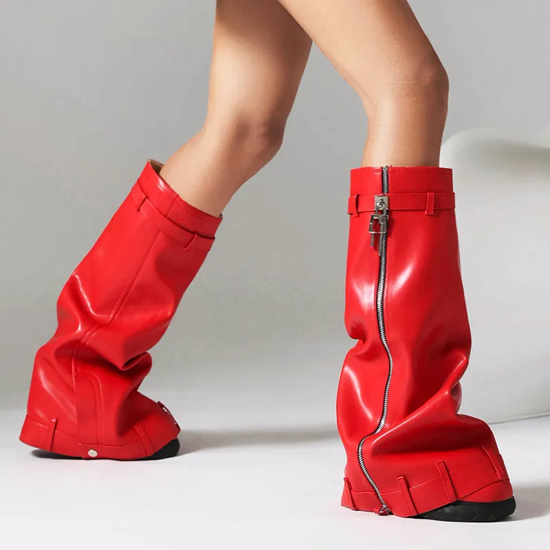Knee high fashion matte pants boots