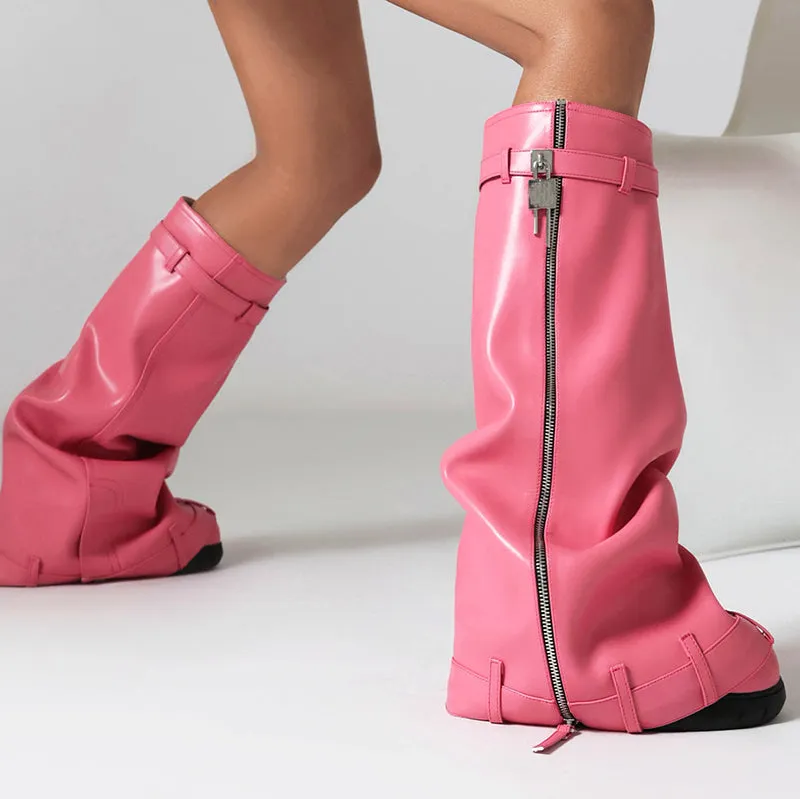 Knee high fashion matte pants boots