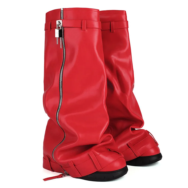 Knee high fashion matte pants boots