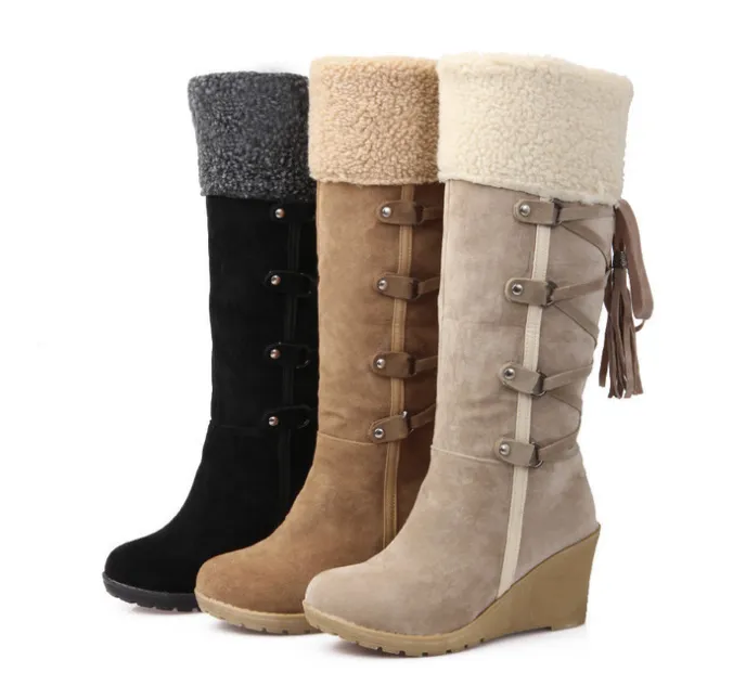 Knee High Wedge Winter Snow Boots
