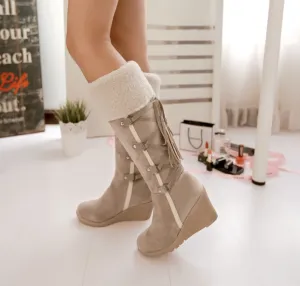 Knee High Wedge Winter Snow Boots