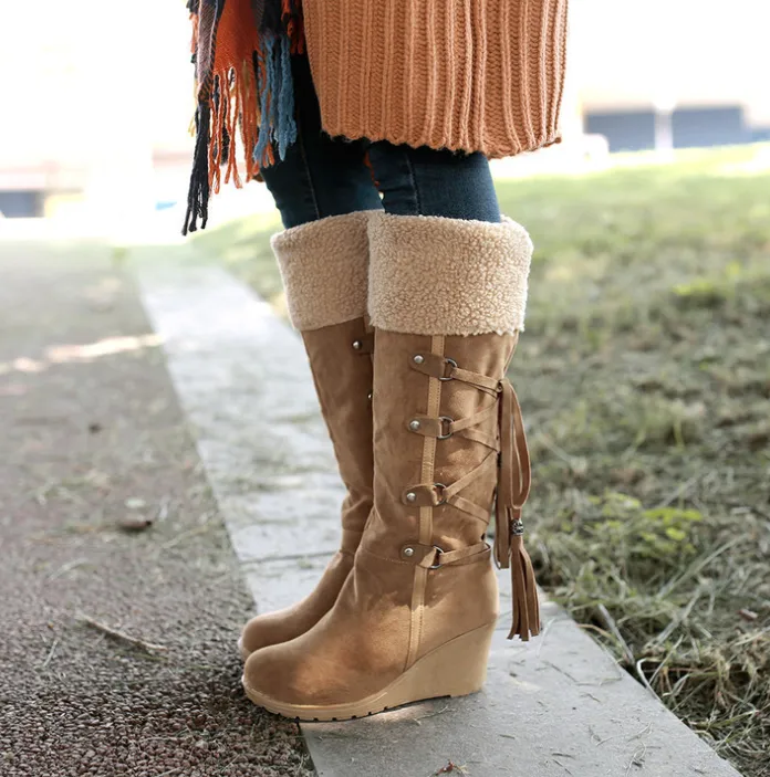 Knee High Wedge Winter Snow Boots