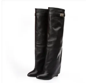 Knee-length Catwalk Fashion Women Boots Plus Size