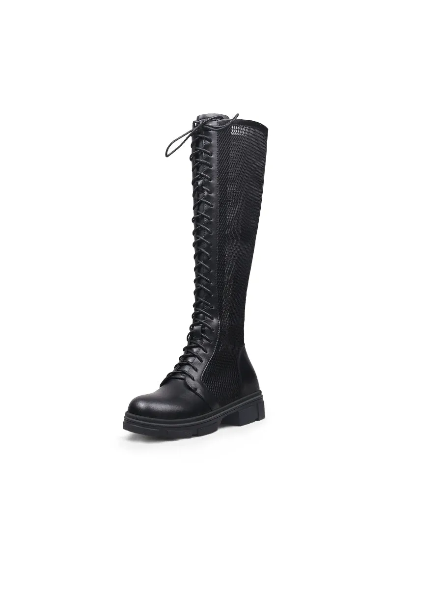 Lallie Black Mesh Knee High Boot