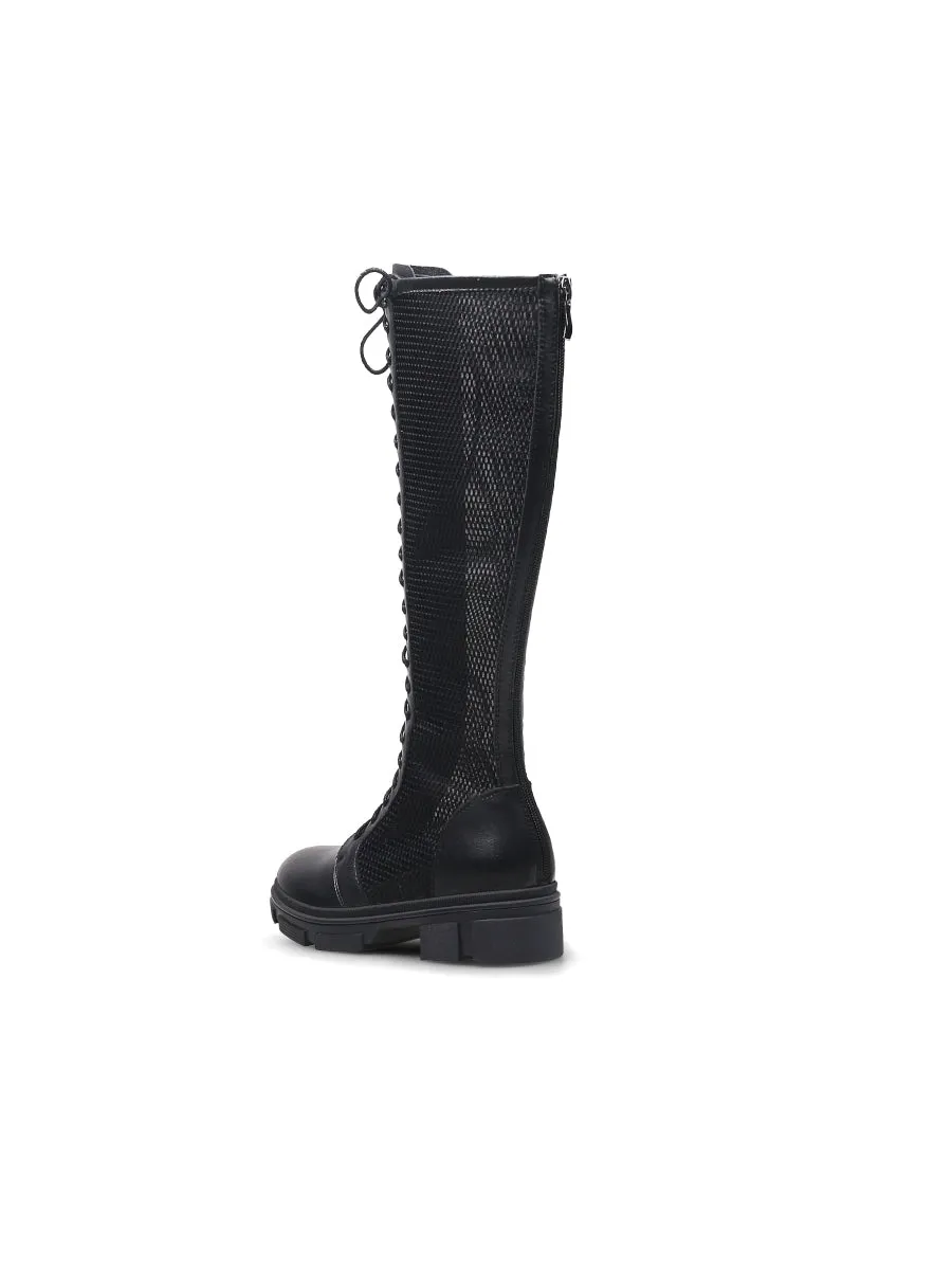Lallie Black Mesh Knee High Boot