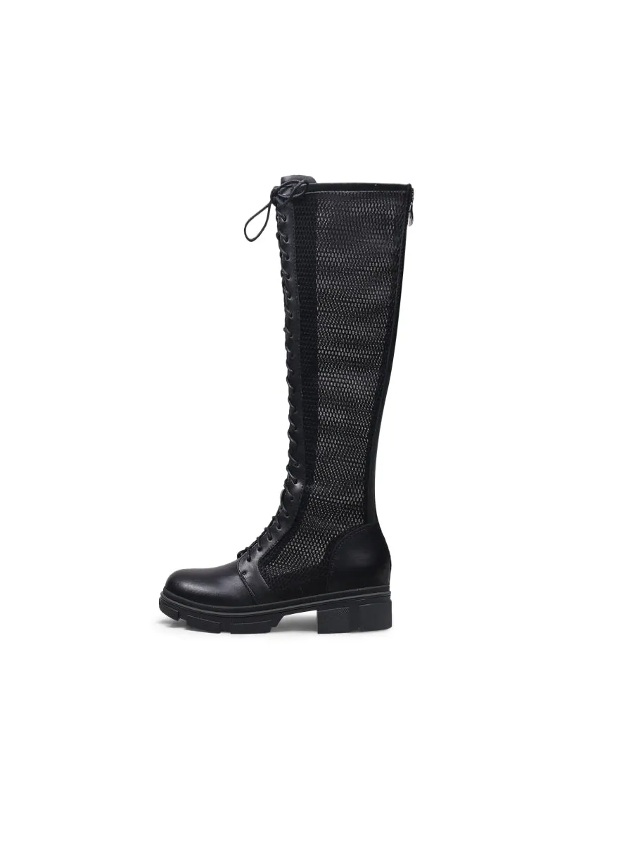 Lallie Black Mesh Knee High Boot