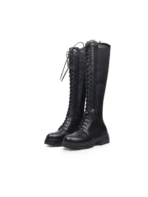 Lallie Black Mesh Knee High Boot