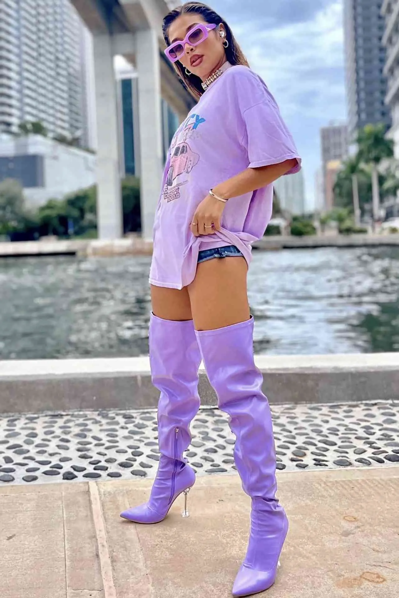 Lavender Upper West Side Over The Knee Boots
