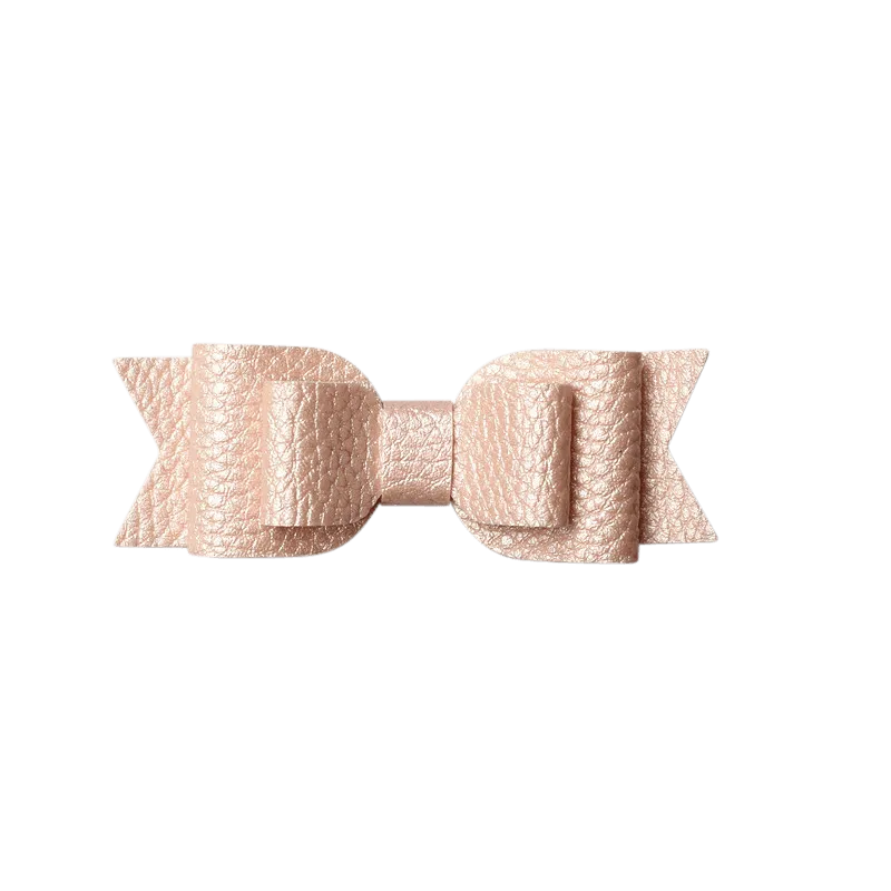 Layered Faux Leather Big Bow Clip
