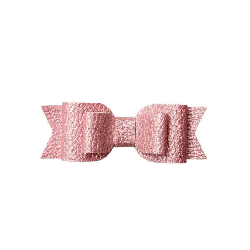 Layered Faux Leather Big Bow Clip