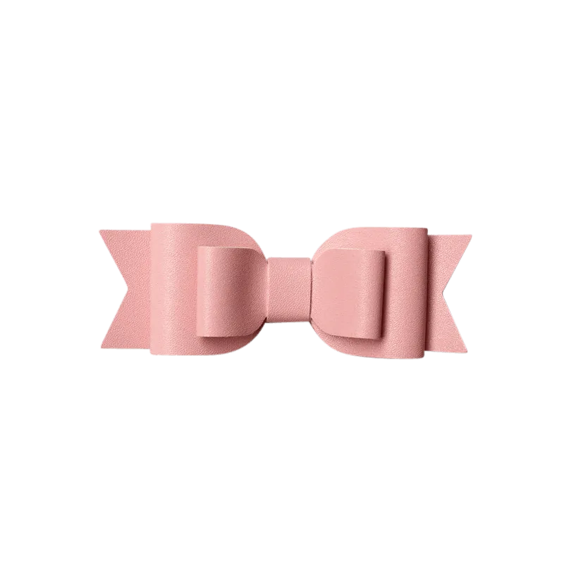 Layered Faux Leather Big Bow Clip