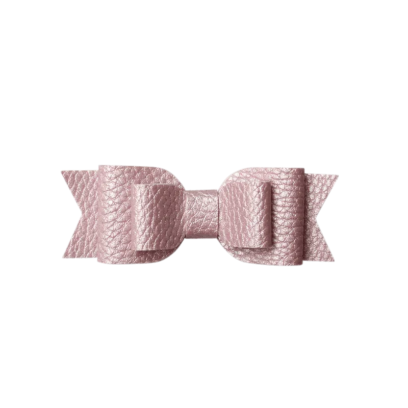 Layered Faux Leather Big Bow Clip