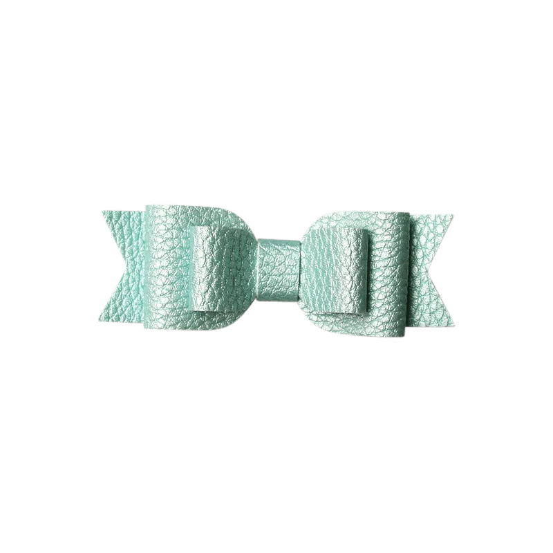 Layered Faux Leather Big Bow Clip