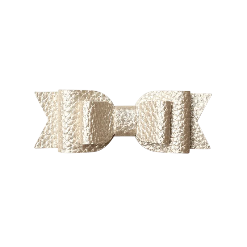 Layered Faux Leather Big Bow Clip