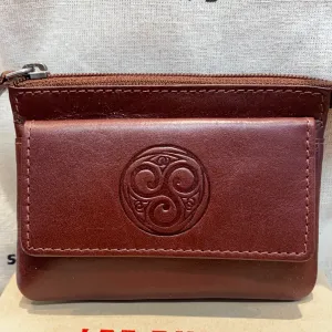 Leather Change Purse with a Celtic Eternity Knot ~ Brown