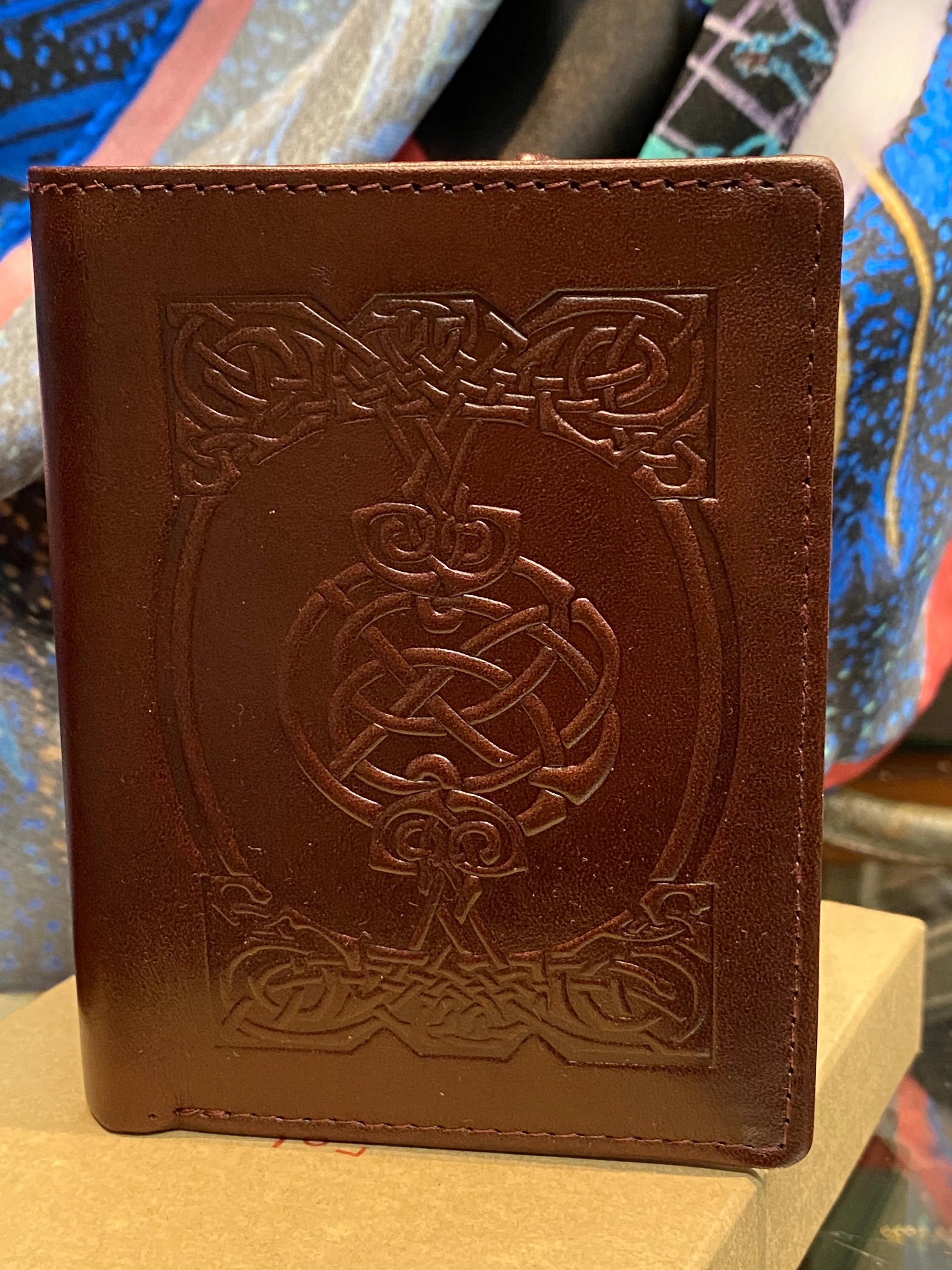Leather Wallet with a Celtic Eternity Knot Brown ~ Tri-fold
