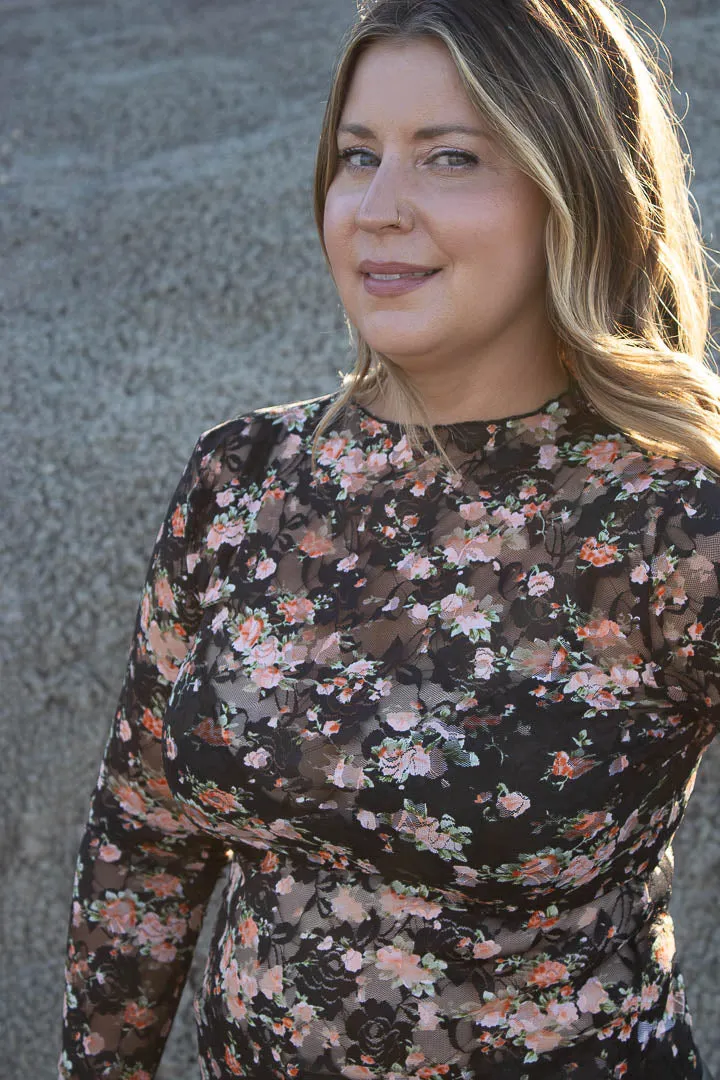 Lennon Floral Printed Lace Mesh Top