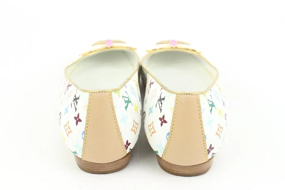 Louis Vuitton Size 34.5 White Multicolor Butterfly Ballerina Flats 46LK34