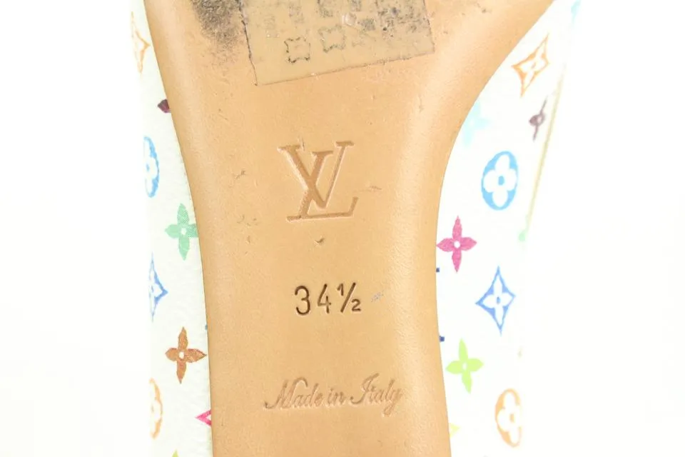 Louis Vuitton Size 34.5 White Multicolor Butterfly Ballerina Flats 46LK34