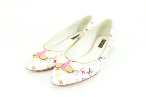 Louis Vuitton Size 34.5 White Multicolor Butterfly Ballerina Flats 46LK34