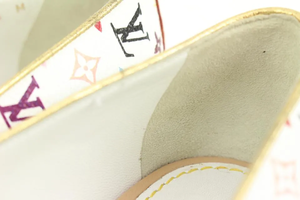 Louis Vuitton Size 34.5 White Multicolor Butterfly Ballerina Flats 46LK34