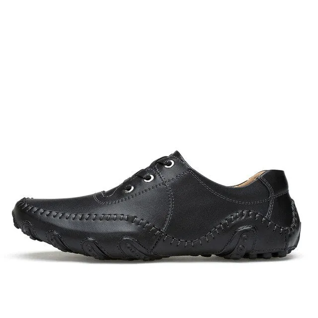 Luxury Genuine Leather Casual Shoes Men High Quality Handmade Vintage Loafers Flats Hot Sale 2019 New Fashion Style Big Size