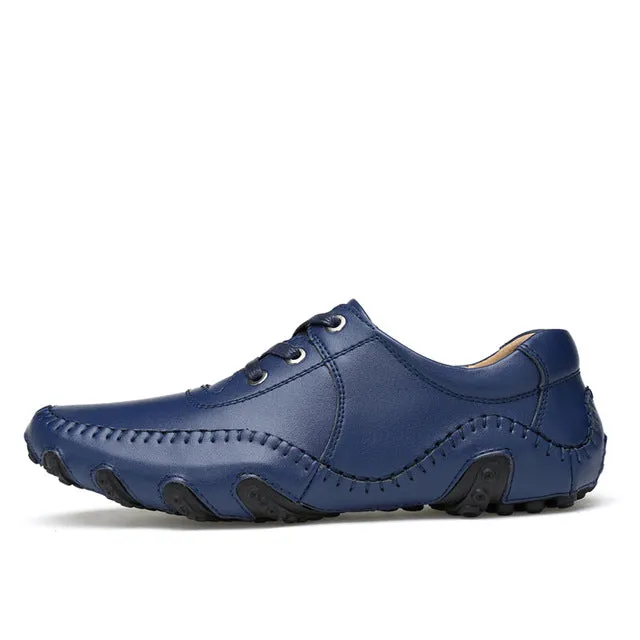 Luxury Genuine Leather Casual Shoes Men High Quality Handmade Vintage Loafers Flats Hot Sale 2019 New Fashion Style Big Size