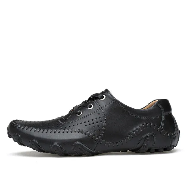 Luxury Genuine Leather Casual Shoes Men High Quality Handmade Vintage Loafers Flats Hot Sale 2019 New Fashion Style Big Size