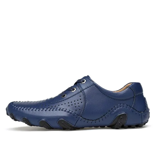 Luxury Genuine Leather Casual Shoes Men High Quality Handmade Vintage Loafers Flats Hot Sale 2019 New Fashion Style Big Size