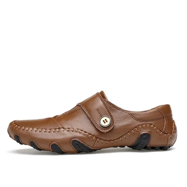 Luxury Genuine Leather Casual Shoes Men High Quality Handmade Vintage Loafers Flats Hot Sale 2019 New Fashion Style Big Size