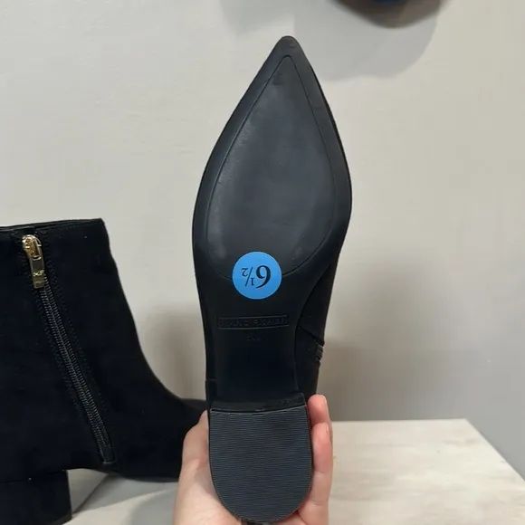 Marc Fisher Black Suede Pointy Toe Ankle Booties Size 6.5