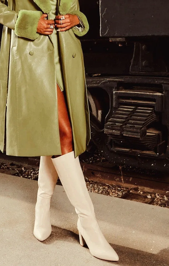 Melanie Knee High Boot- White PU