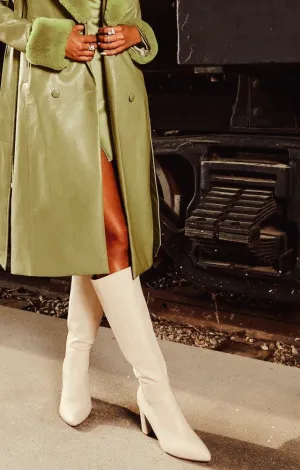 Melanie Knee High Boot- White PU