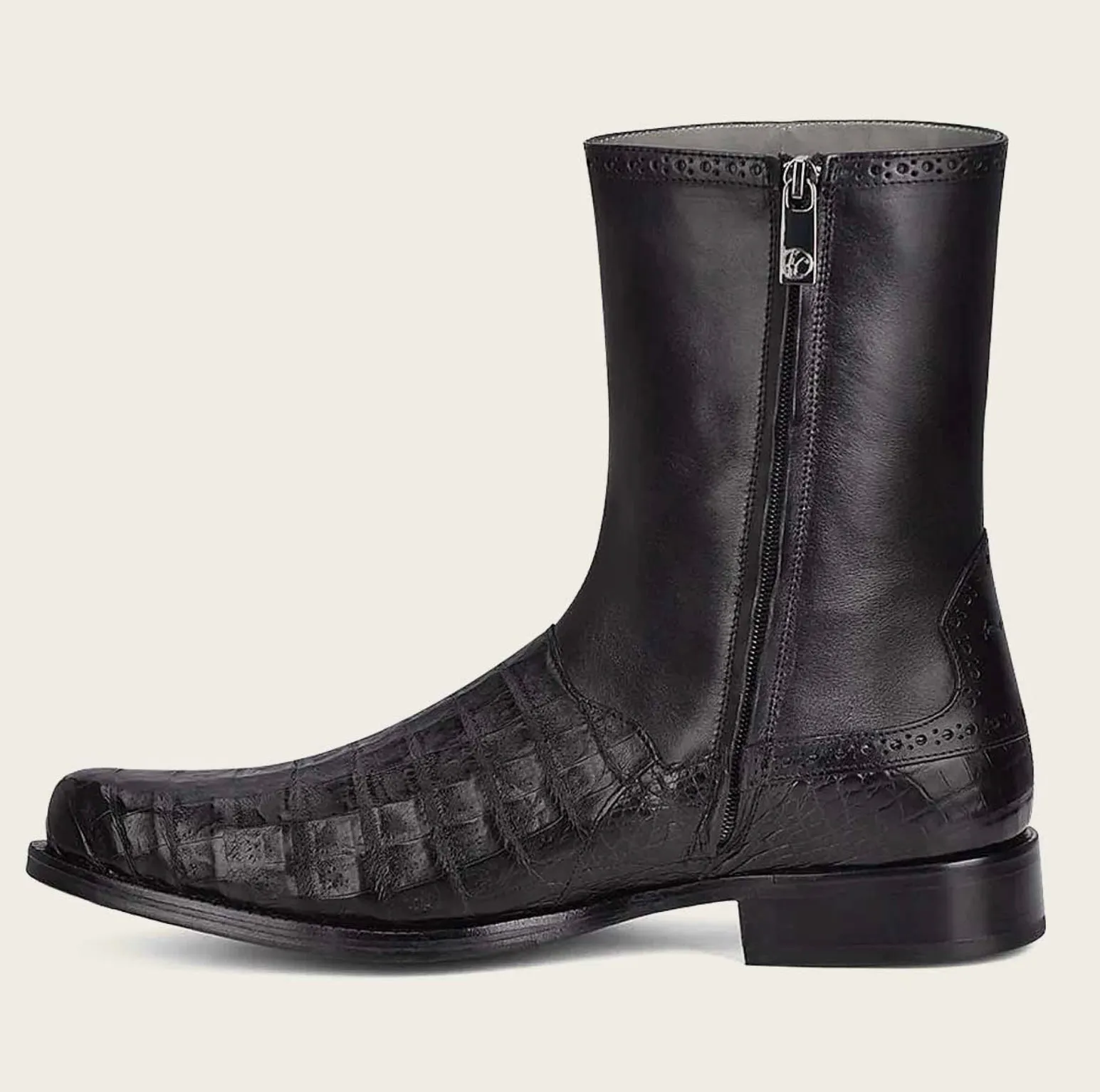 Men’s Cuadra Black Caiman Belly Ankle Boots FC656