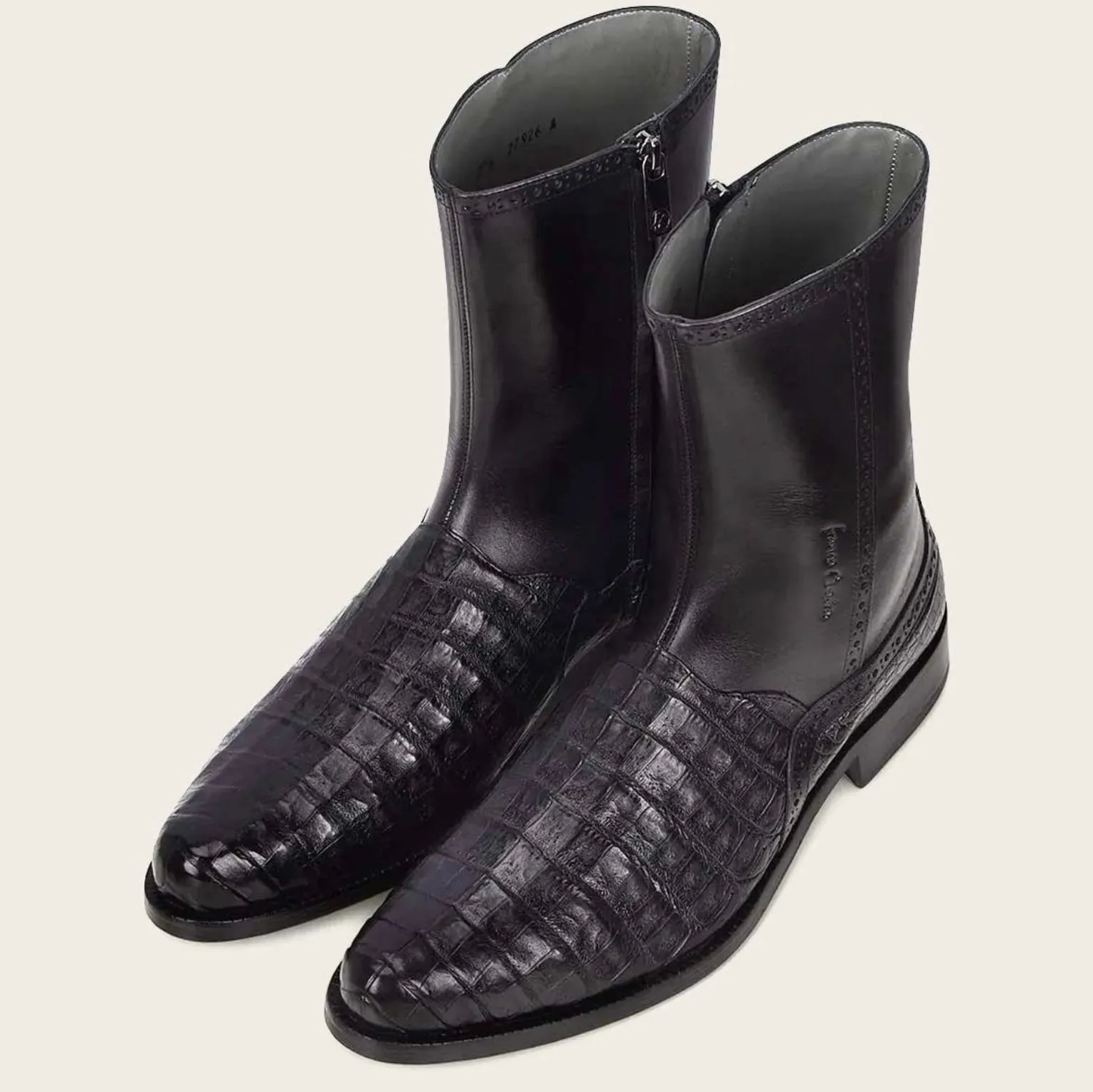 Men’s Cuadra Black Caiman Belly Ankle Boots FC656