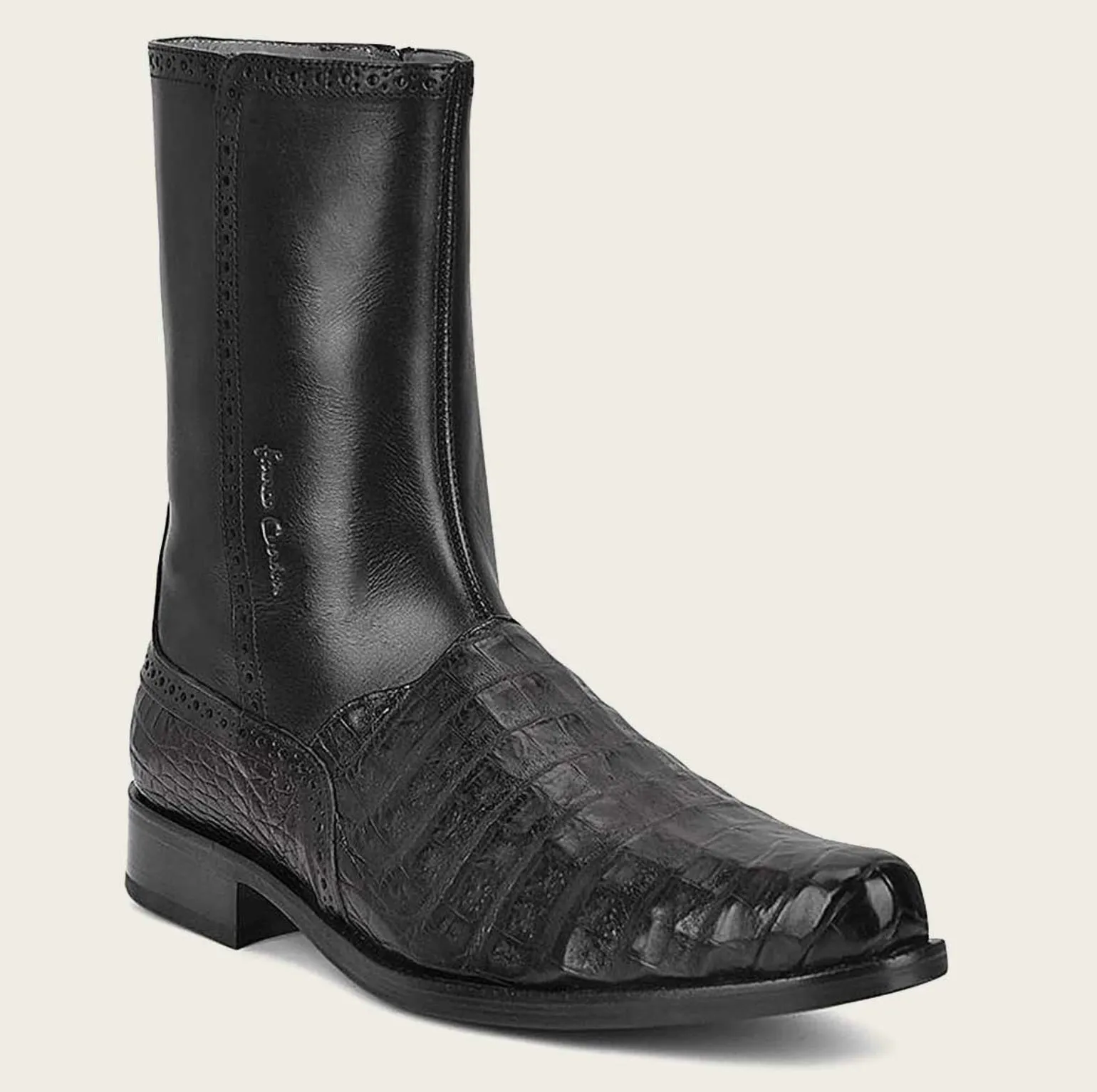 Men’s Cuadra Black Caiman Belly Ankle Boots FC656