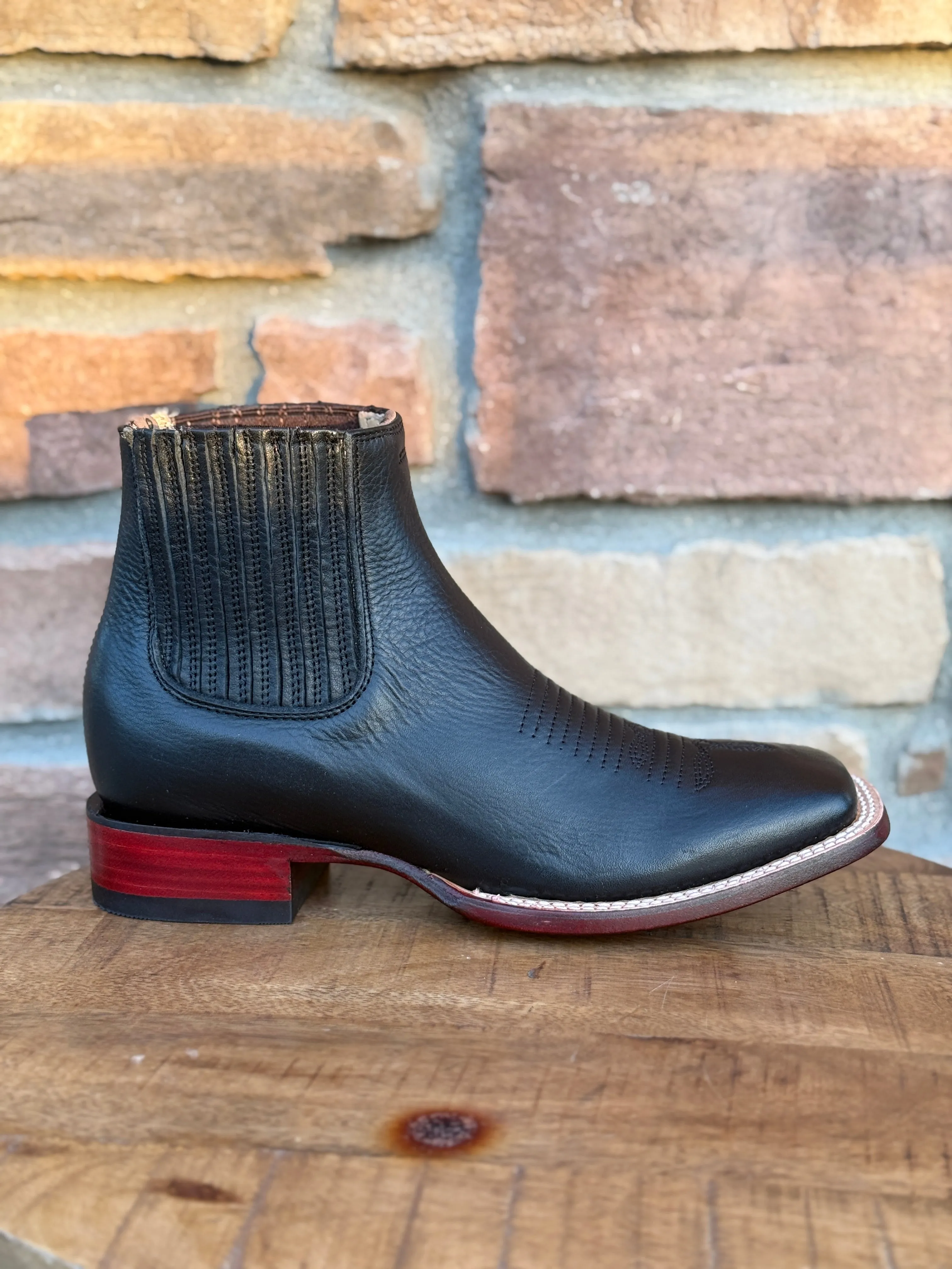 Men’s Los Altos Black Belmont Wide Square Toe Ankle Boots